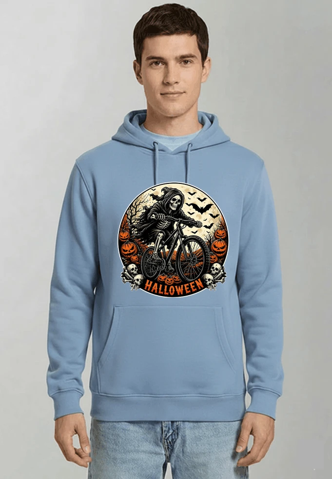 mtb biker t shirt halloween skeleton shirt kapuzenpullover light blue