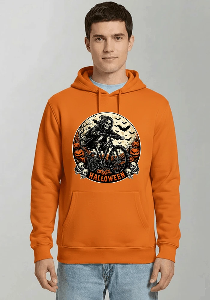 mtb biker t shirt halloween skeleton shirt kapuzenpullover orange