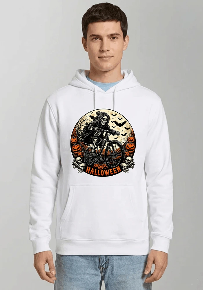 mtb biker t shirt halloween skeleton shirt kapuzenpullover white