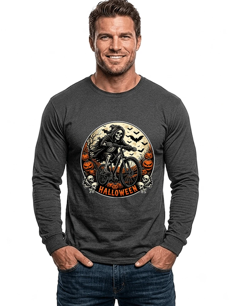 mtb biker t shirt halloween skeleton shirt langarmshirt anthracite melange
