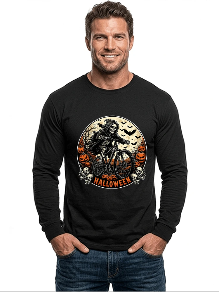 mtb biker t shirt halloween skeleton shirt langarmshirt black