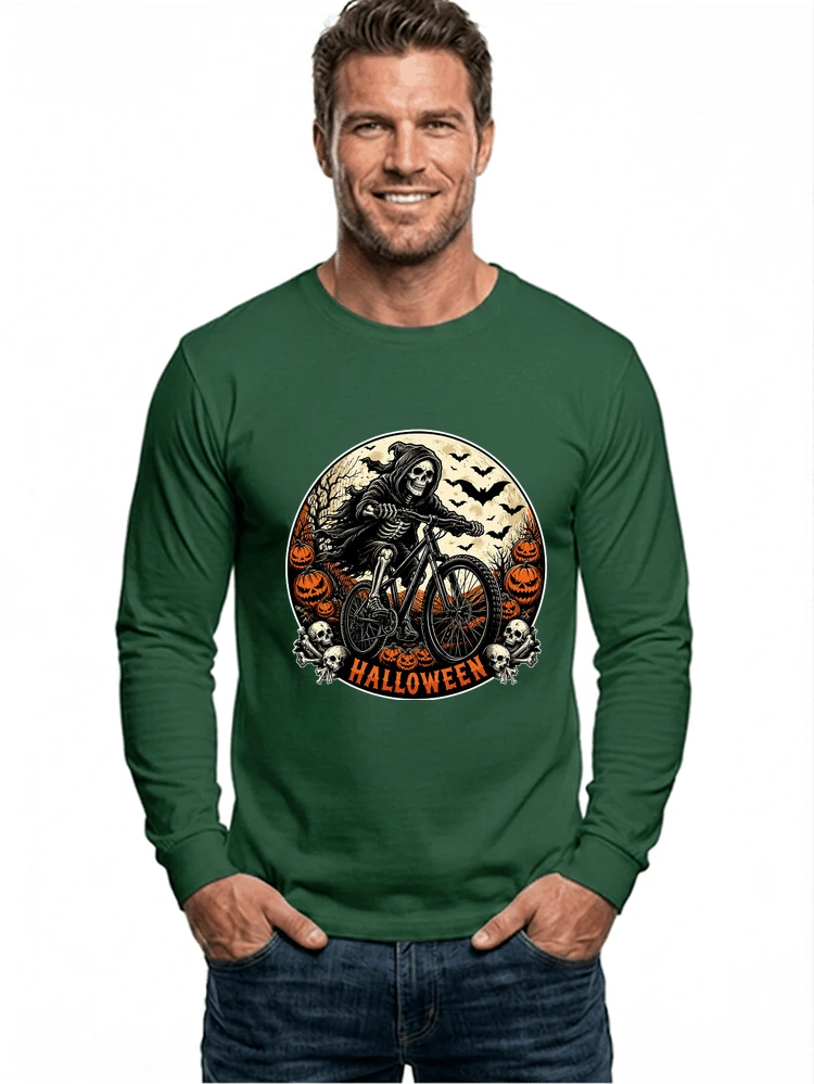 mtb biker t shirt halloween skeleton shirt langarmshirt forest green