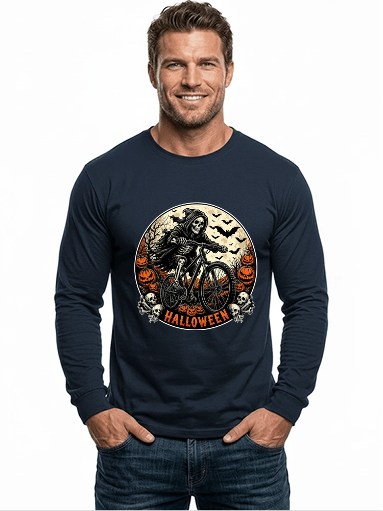 mtb biker t shirt halloween skeleton shirt langarmshirt navy