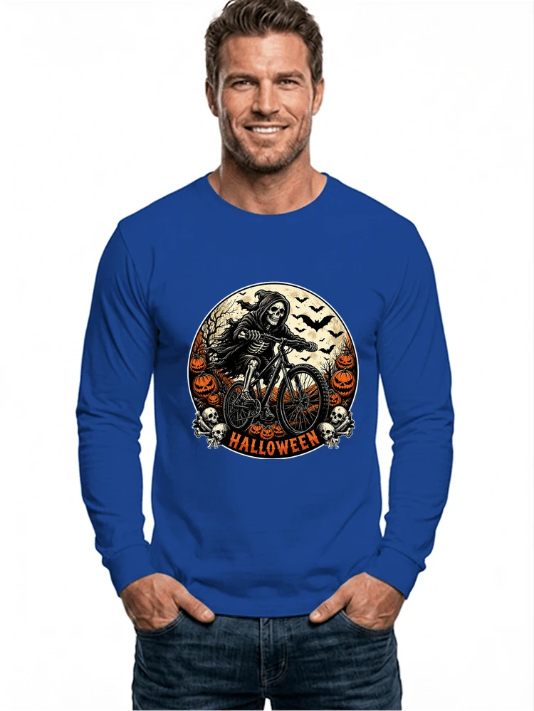 mtb biker t shirt halloween skeleton shirt langarmshirt royal blue