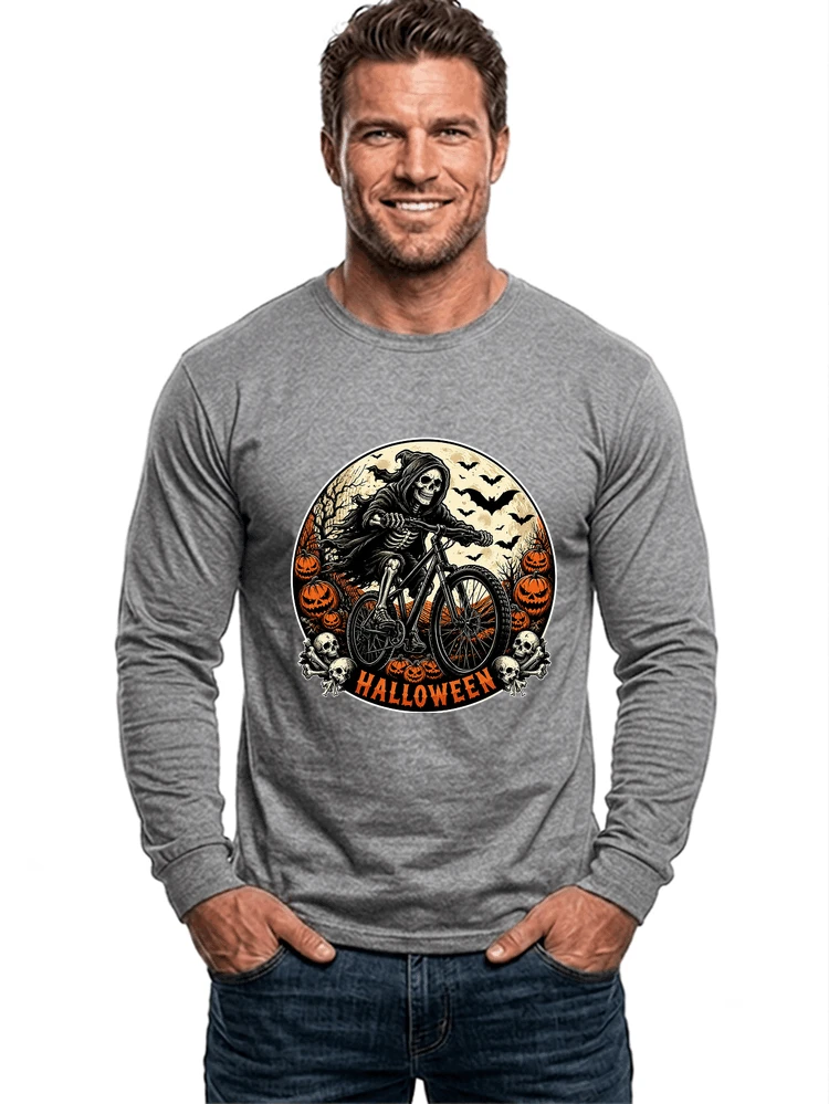 mtb biker t shirt halloween skeleton shirt langarmshirt sport grey