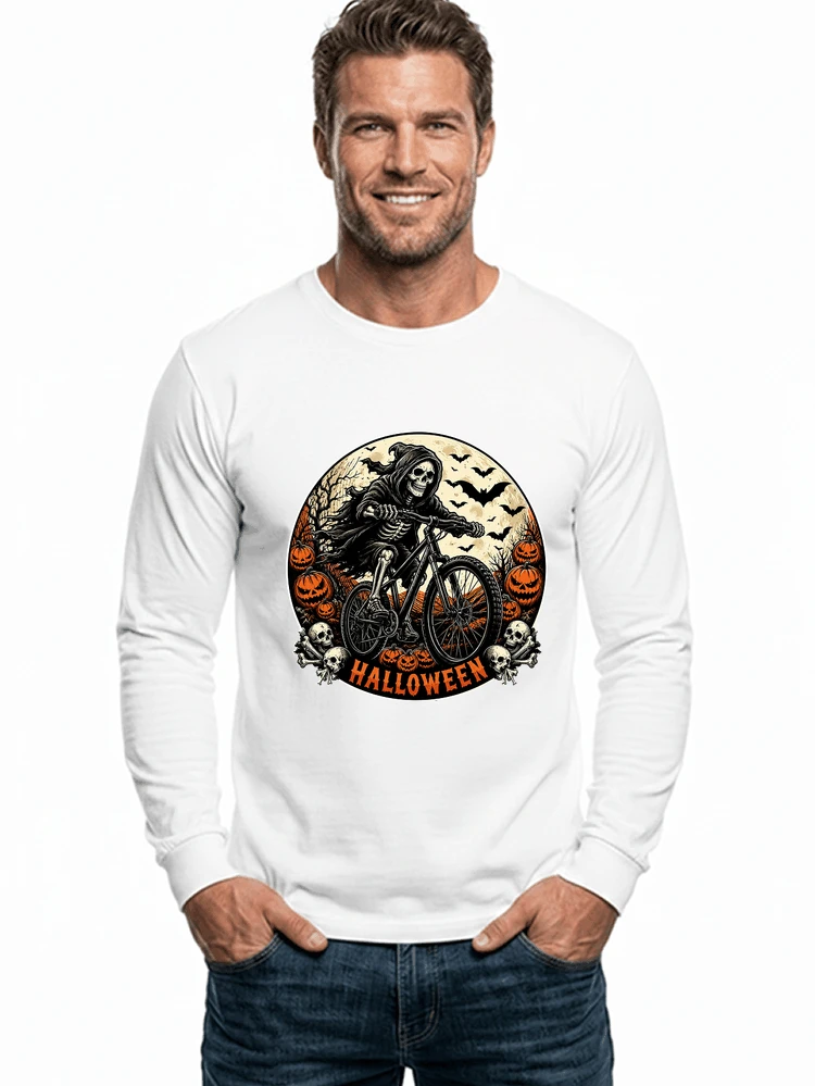 mtb biker t shirt halloween skeleton shirt langarmshirt white