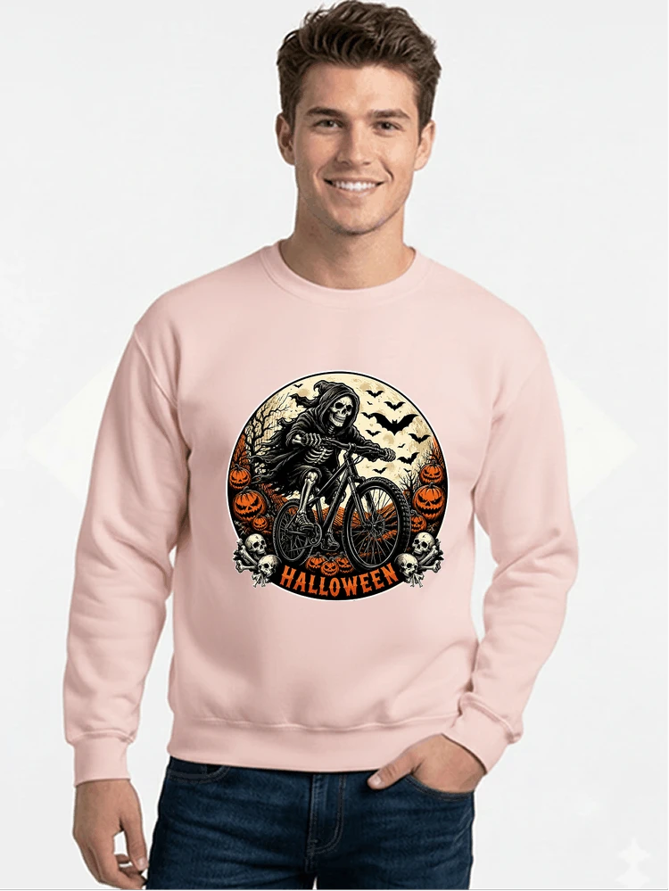 mtb biker t shirt halloween skeleton shirt sweatshirt mit rundhalsausschnitt light pink