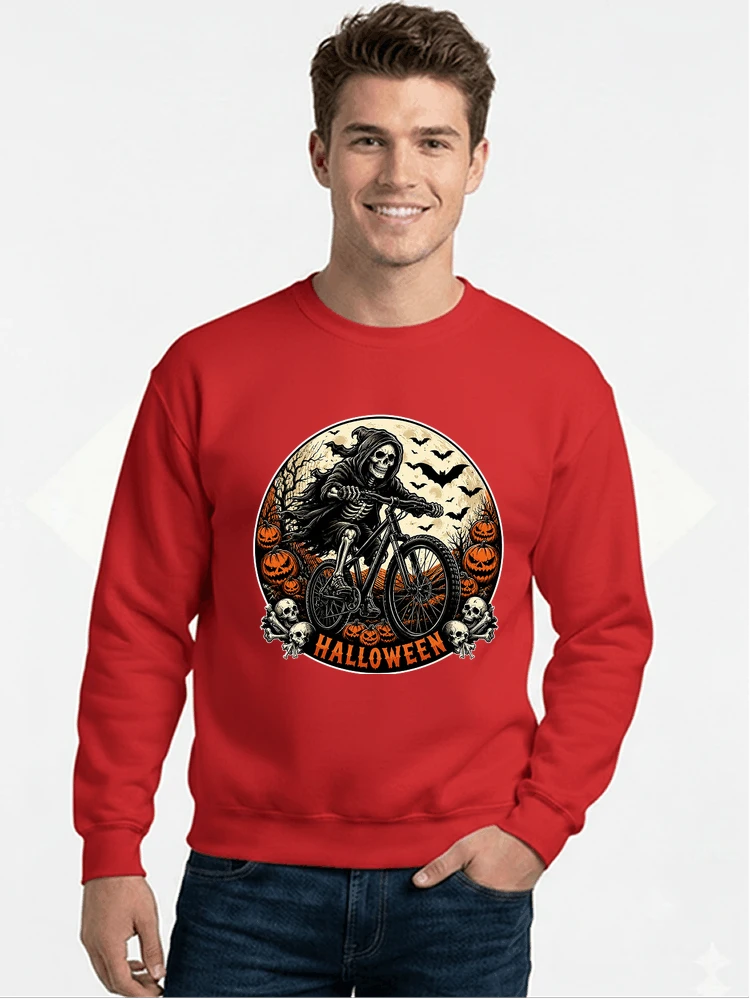 mtb biker t shirt halloween skeleton shirt sweatshirt mit rundhalsausschnitt red
