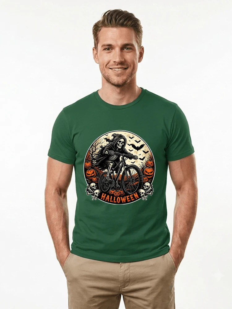 mtb biker t shirt halloween skeleton shirt t shirt forest green