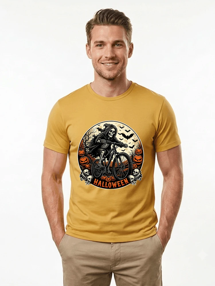 mtb biker t shirt halloween skeleton shirt t shirt gold