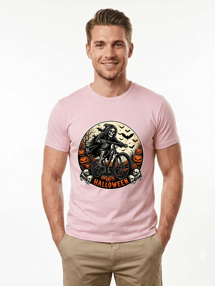 mtb biker t shirt halloween skeleton shirt t shirt light pink
