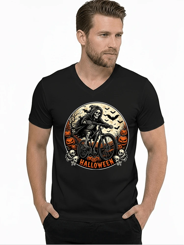 mtb biker t shirt halloween skeleton shirt t shirt mit v ausschnitt black
