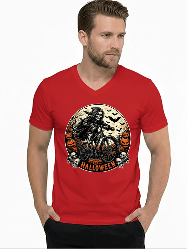 mtb biker t shirt halloween skeleton shirt t shirt mit v ausschnitt red