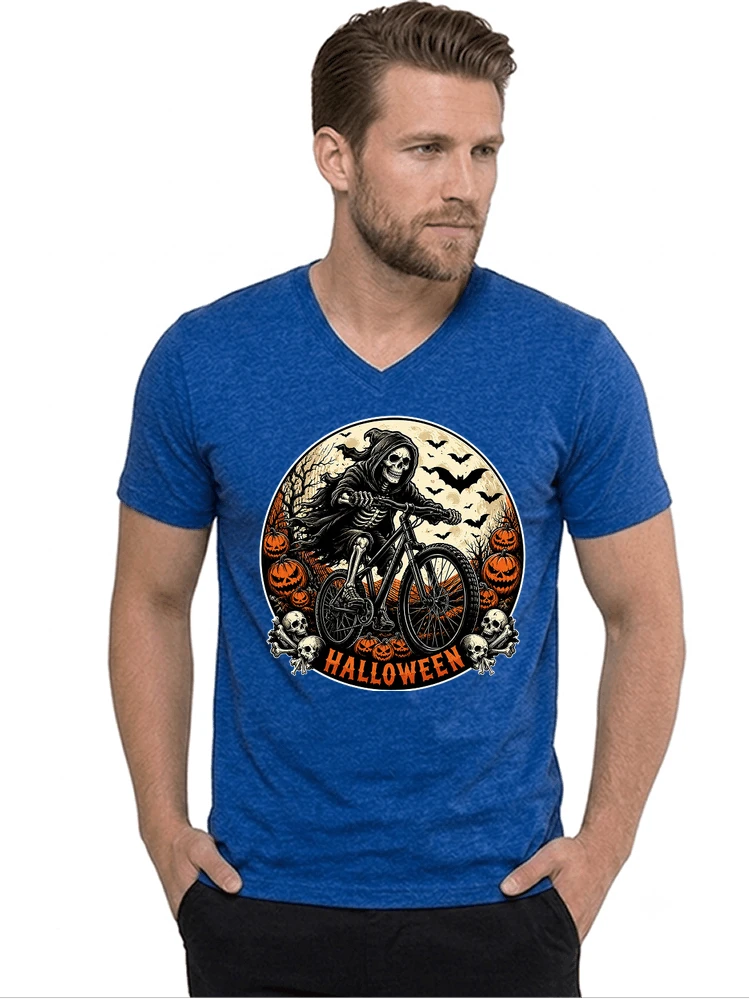 mtb biker t shirt halloween skeleton shirt t shirt mit v ausschnitt royal blue