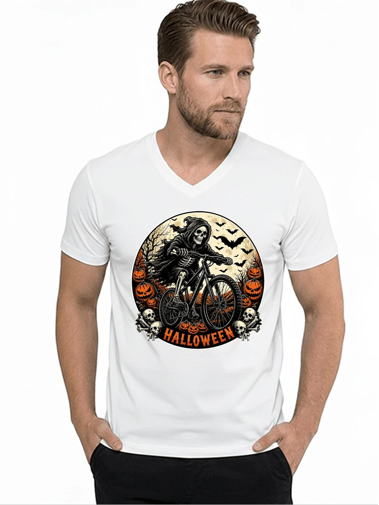 mtb biker t shirt halloween skeleton shirt t shirt mit v ausschnitt white