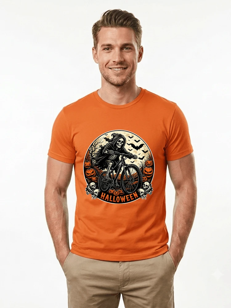 mtb biker t shirt halloween skeleton shirt t shirt orange