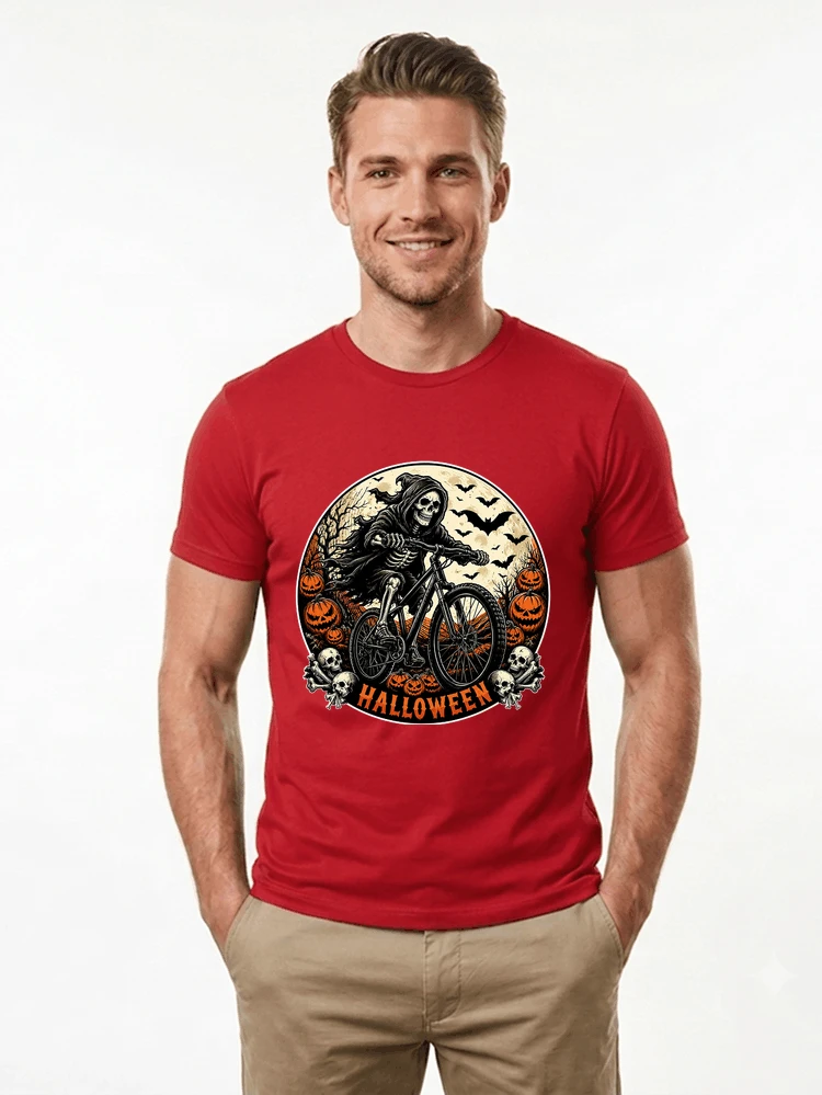 mtb biker t shirt halloween skeleton shirt t shirt red