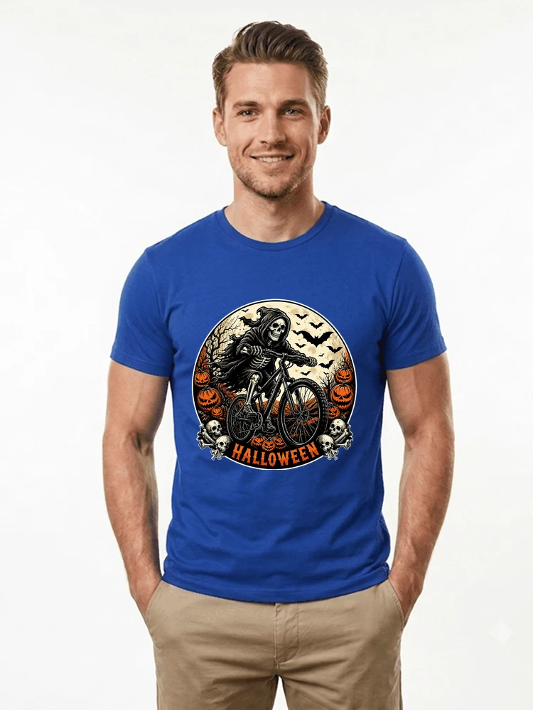 mtb biker t shirt halloween skeleton shirt t shirt royal blue