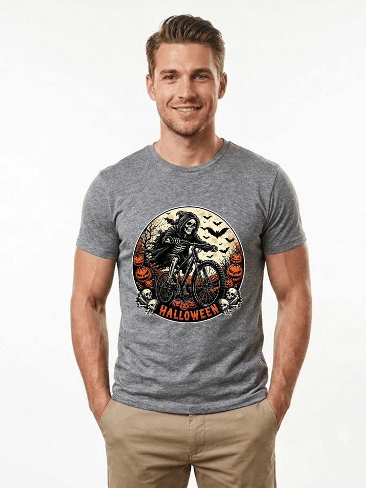 mtb biker t shirt halloween skeleton shirt t shirt sport grey