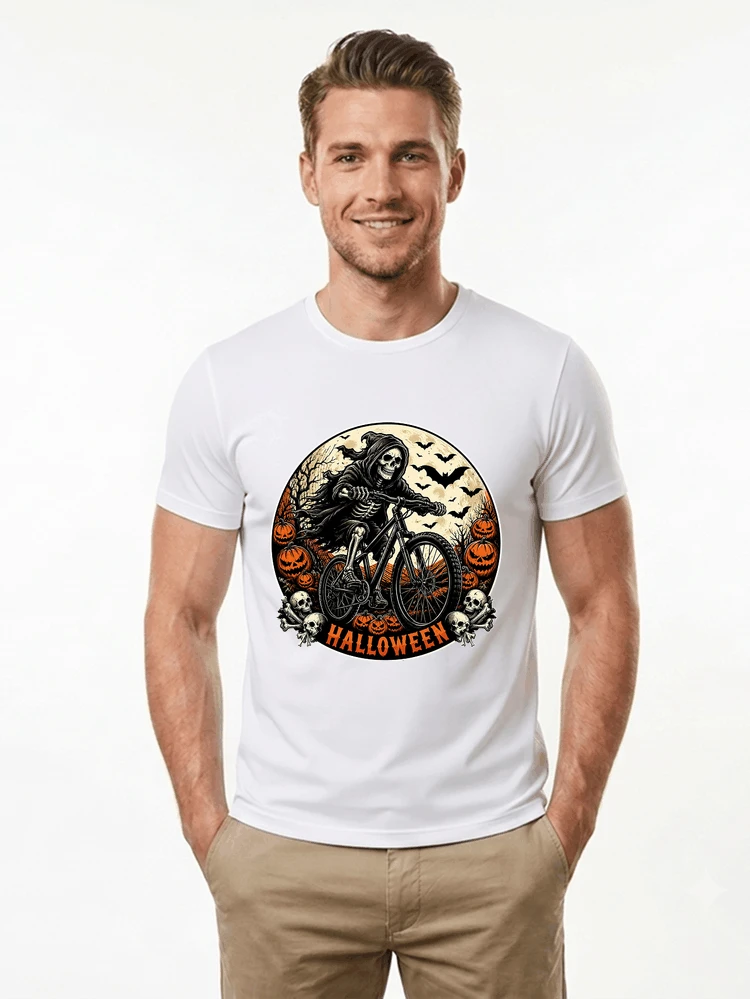mtb biker t shirt halloween skeleton shirt t shirt white
