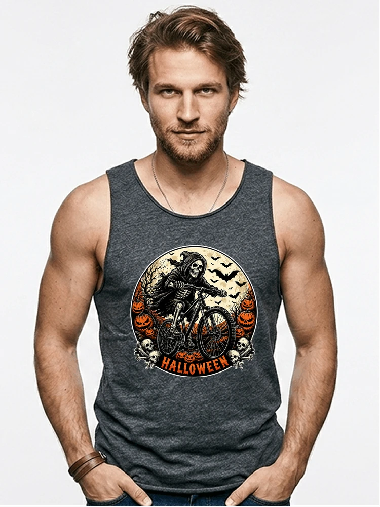 mtb biker t shirt halloween skeleton shirt tanktop anthracite melange
