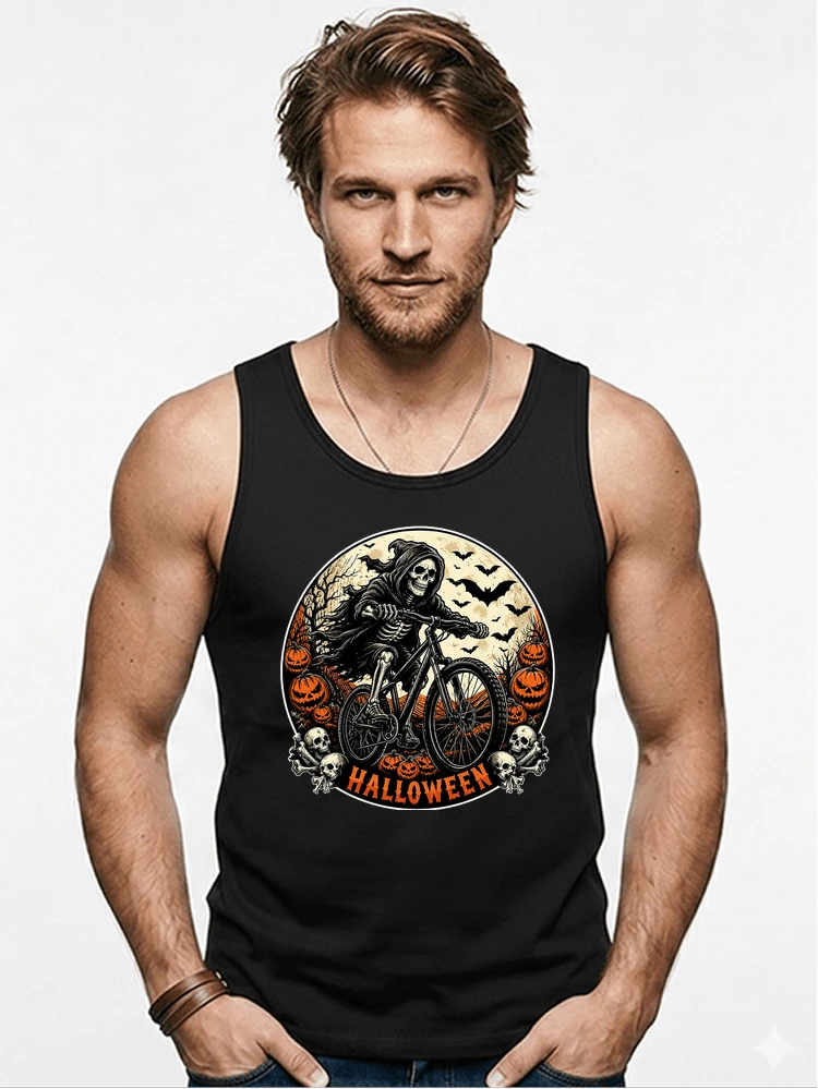 mtb biker t shirt halloween skeleton shirt tanktop black