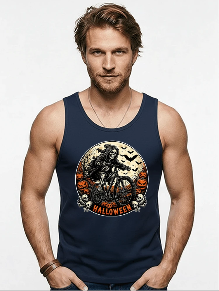 mtb biker t shirt halloween skeleton shirt tanktop navy