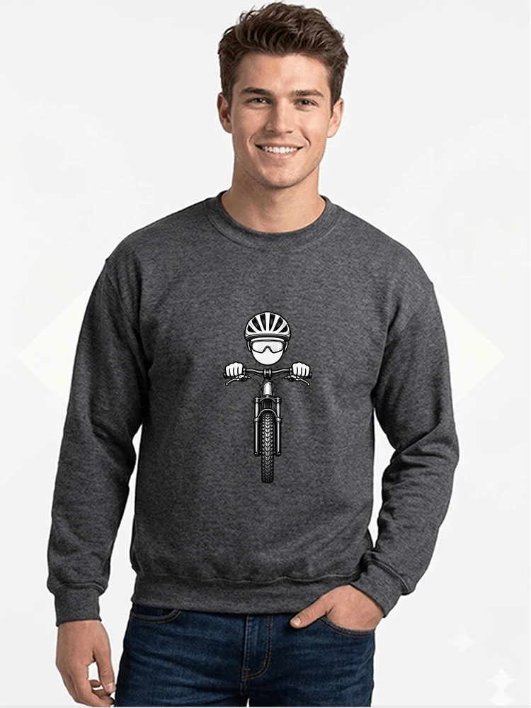 mtb comic t shirt herren damen lustiges geschenk fr radfahrer sweatshirt mit rundhalsausschnitt anthracite melange