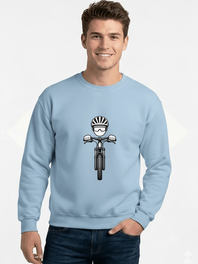 mtb comic t shirt herren damen lustiges geschenk fr radfahrer sweatshirt mit rundhalsausschnitt light blue