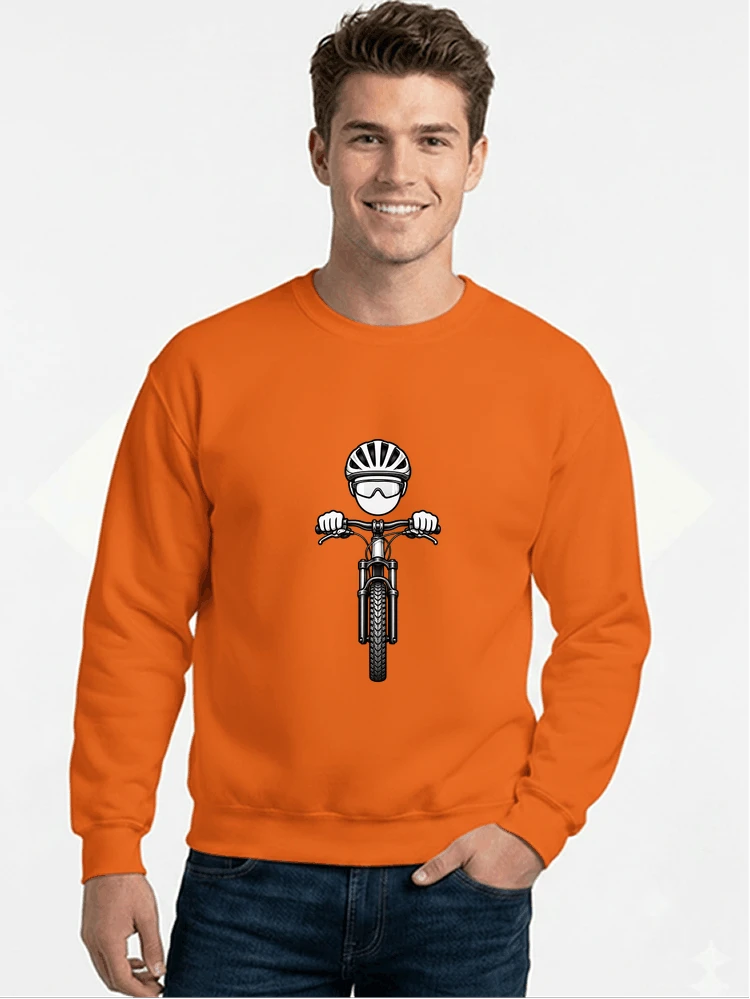 mtb comic t shirt herren damen lustiges geschenk fr radfahrer sweatshirt mit rundhalsausschnitt orange