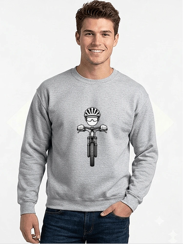 mtb comic t shirt herren damen lustiges geschenk fr radfahrer sweatshirt mit rundhalsausschnitt sport grey