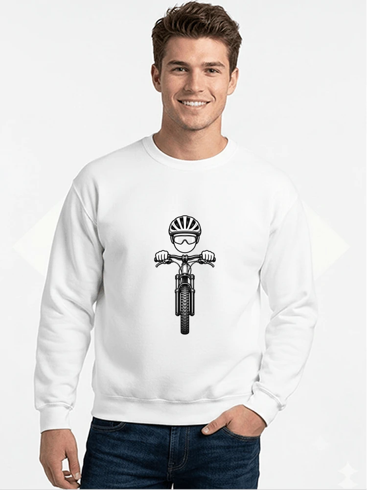 mtb comic t shirt herren damen lustiges geschenk fr radfahrer sweatshirt mit rundhalsausschnitt white