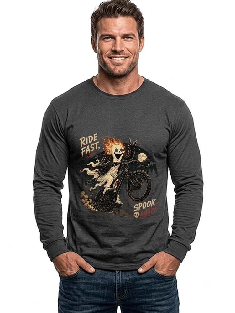 mtb gravel bike t shirt lustiges cooles halloween t shirt langarmshirt anthracite melange