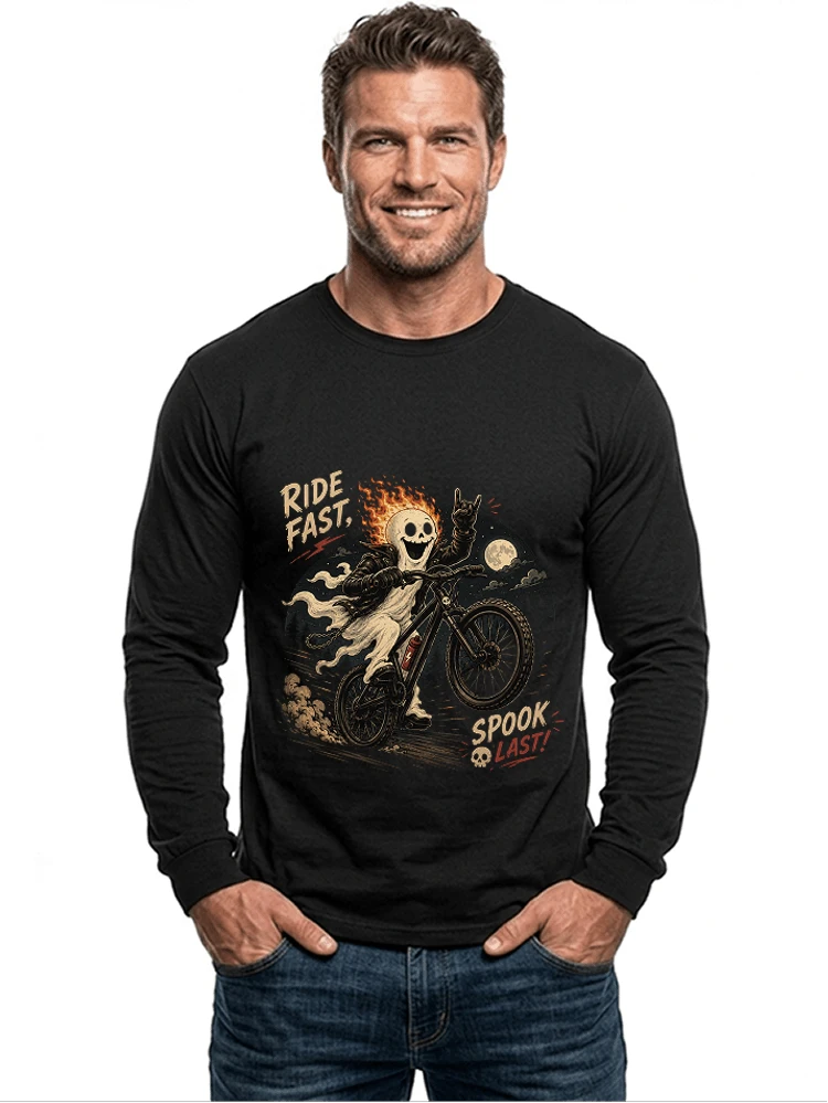 mtb gravel bike t shirt lustiges cooles halloween t shirt langarmshirt black