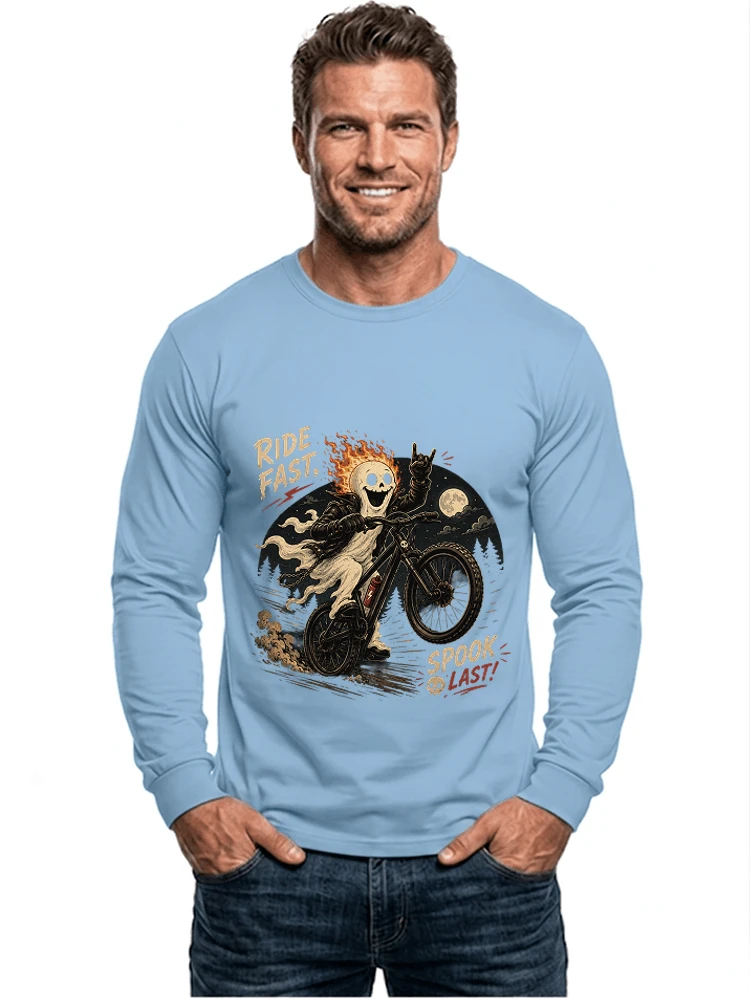 mtb gravel bike t shirt lustiges cooles halloween t shirt langarmshirt light blue
