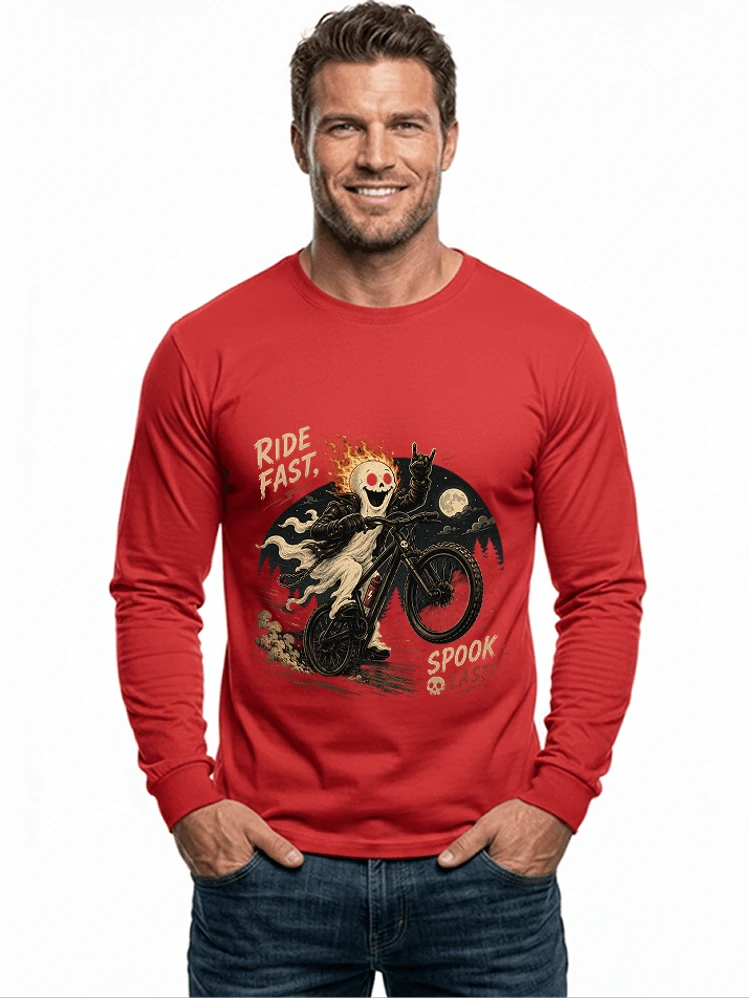 mtb gravel bike t shirt lustiges cooles halloween t shirt langarmshirt red