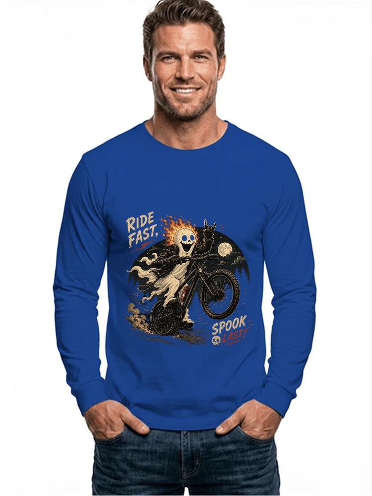 mtb gravel bike t shirt lustiges cooles halloween t shirt langarmshirt royal blue