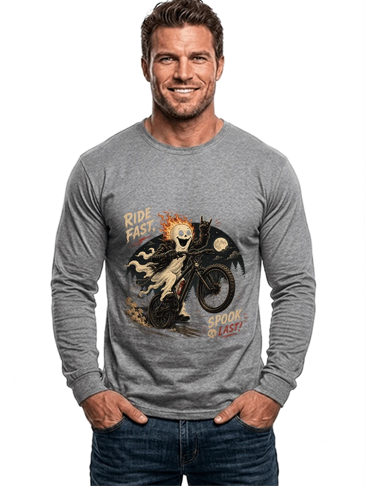mtb gravel bike t shirt lustiges cooles halloween t shirt langarmshirt sport grey