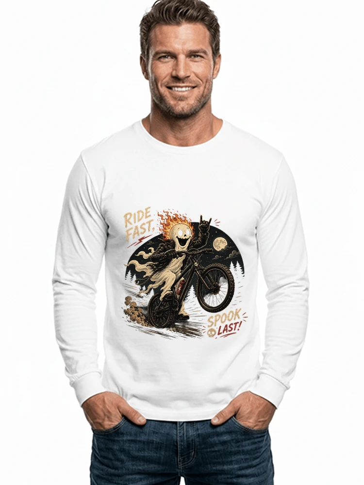 mtb gravel bike t shirt lustiges cooles halloween t shirt langarmshirt white
