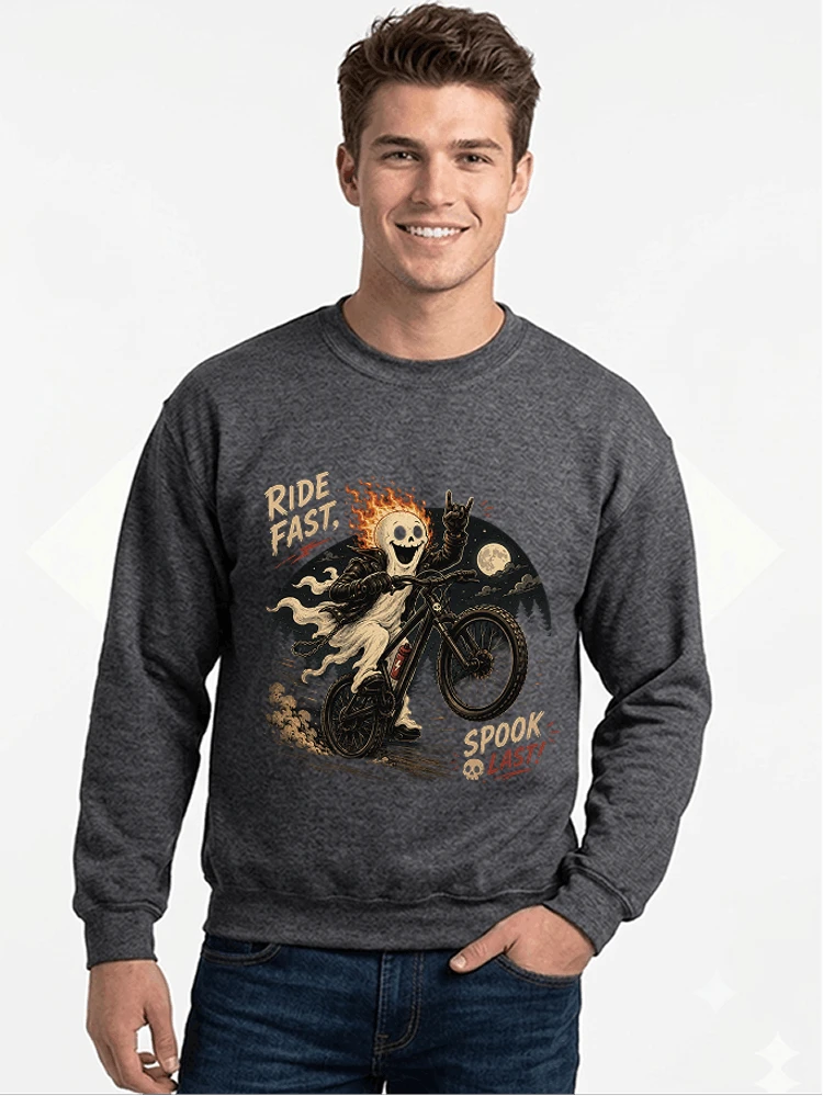 mtb gravel bike t shirt lustiges cooles halloween t shirt sweatshirt mit rundhalsausschnitt anthracite melange
