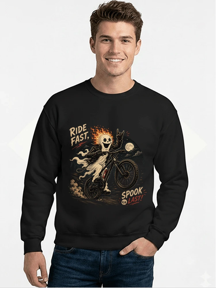 mtb gravel bike t shirt lustiges cooles halloween t shirt sweatshirt mit rundhalsausschnitt black