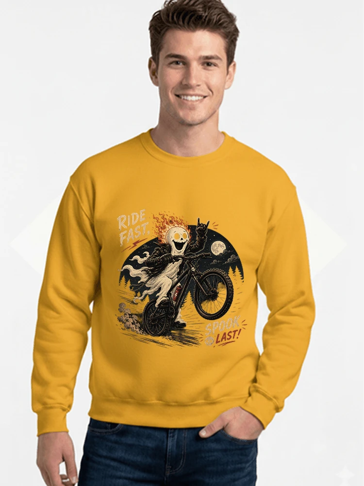mtb gravel bike t shirt lustiges cooles halloween t shirt sweatshirt mit rundhalsausschnitt gold
