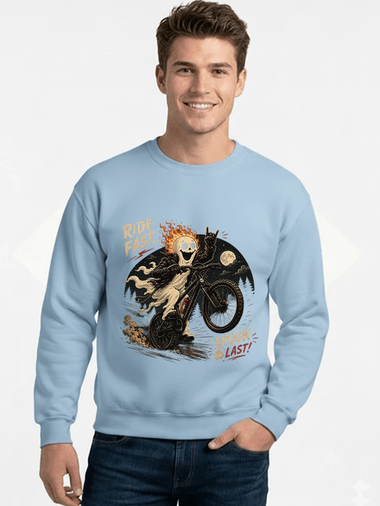 mtb gravel bike t shirt lustiges cooles halloween t shirt sweatshirt mit rundhalsausschnitt light blue