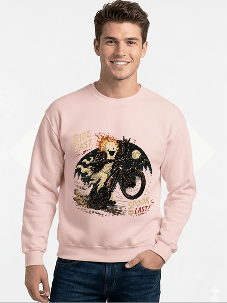 mtb gravel bike t shirt lustiges cooles halloween t shirt sweatshirt mit rundhalsausschnitt light pink