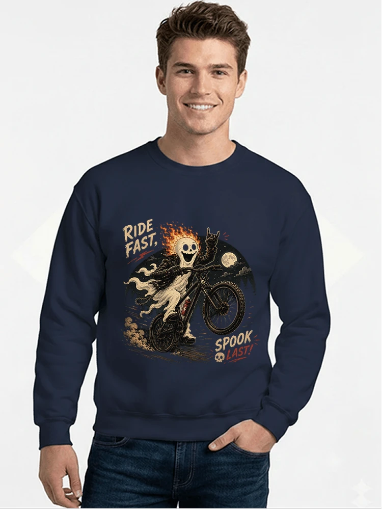 mtb gravel bike t shirt lustiges cooles halloween t shirt sweatshirt mit rundhalsausschnitt navy