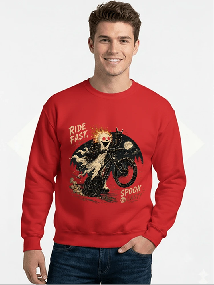 mtb gravel bike t shirt lustiges cooles halloween t shirt sweatshirt mit rundhalsausschnitt red