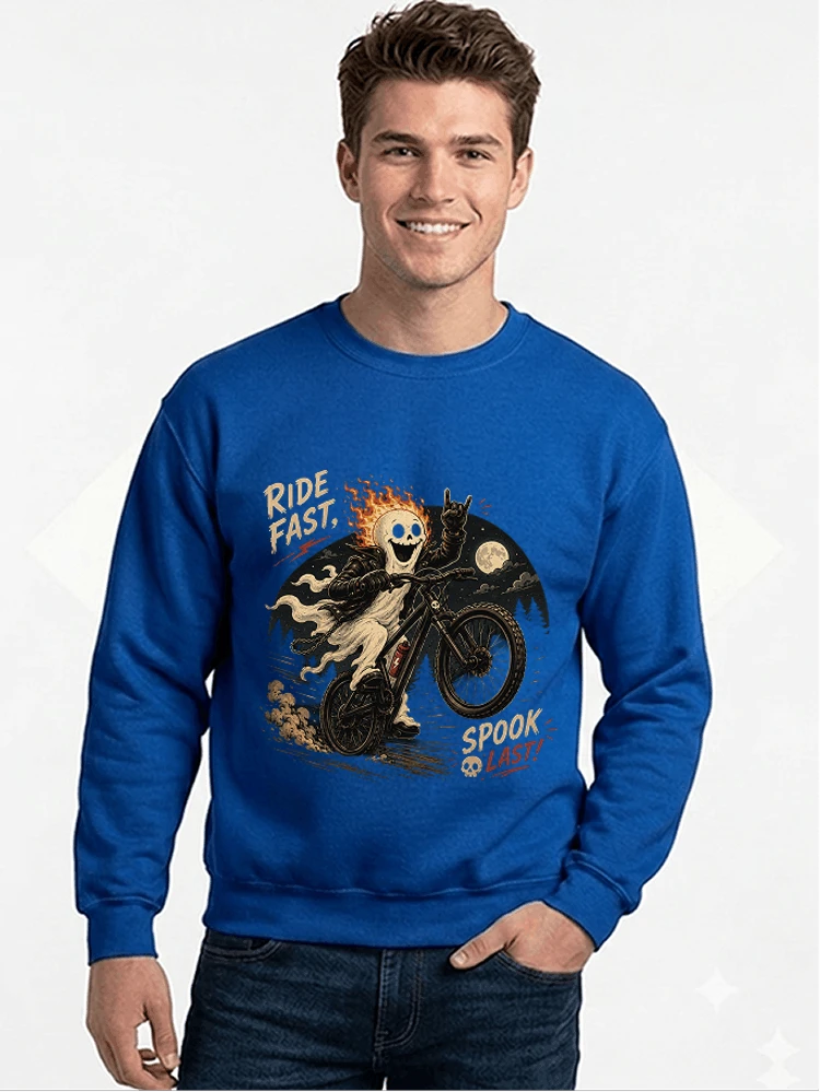 mtb gravel bike t shirt lustiges cooles halloween t shirt sweatshirt mit rundhalsausschnitt royal blue