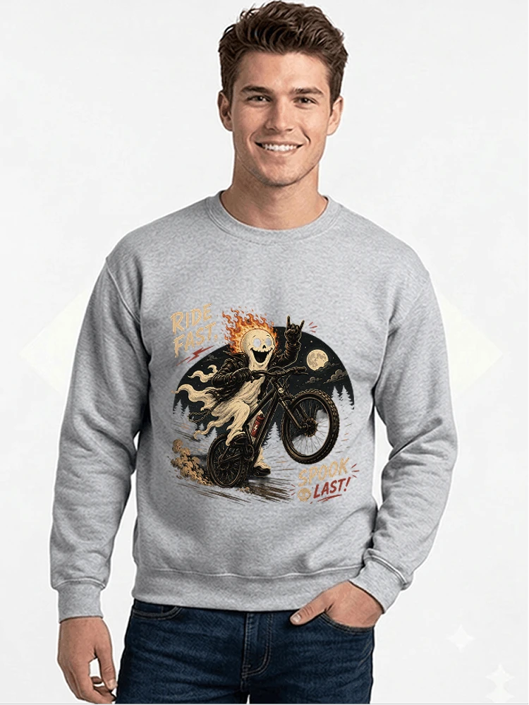mtb gravel bike t shirt lustiges cooles halloween t shirt sweatshirt mit rundhalsausschnitt sport grey