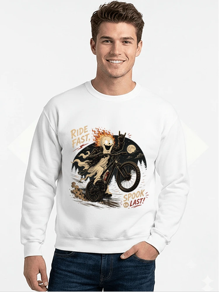 mtb gravel bike t shirt lustiges cooles halloween t shirt sweatshirt mit rundhalsausschnitt white