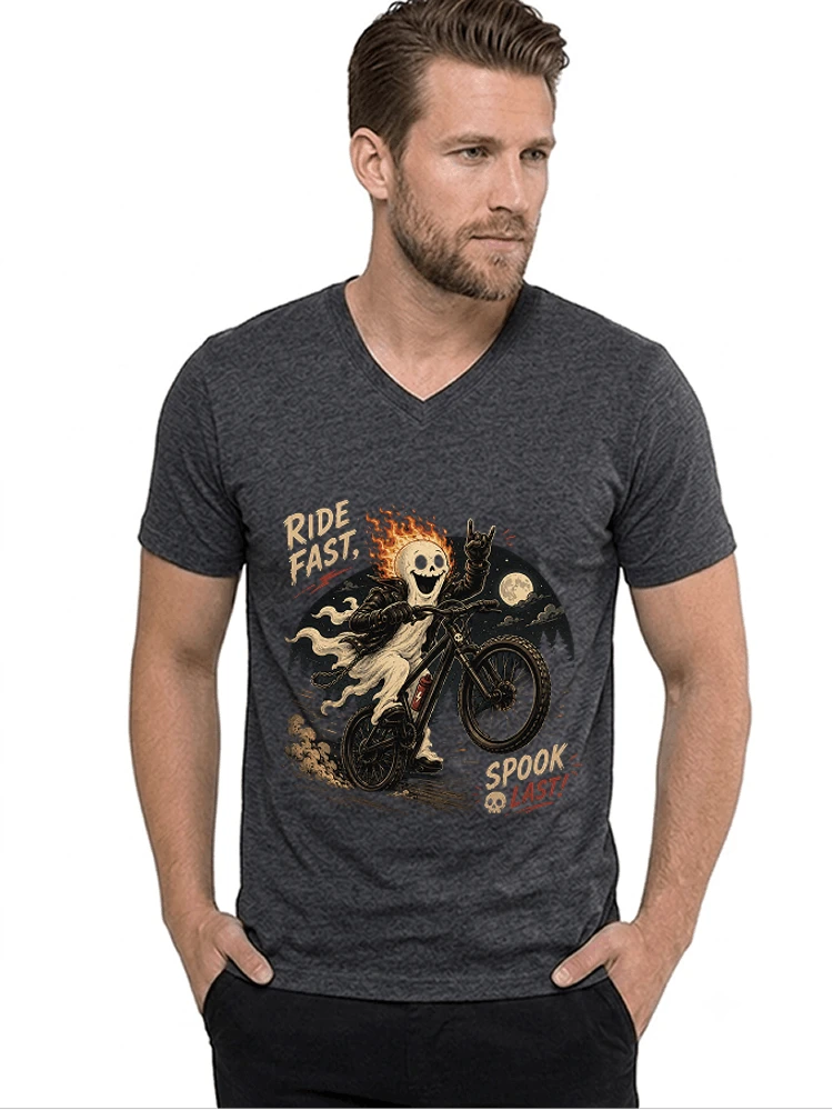 mtb gravel bike t shirt lustiges cooles halloween t shirt t shirt mit v ausschnitt anthracite melange